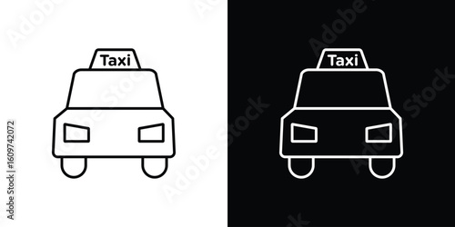 Taxi icon linear vector icon. Editable stroke lines.