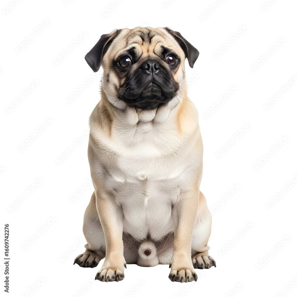 Pug sitting pretty isolated on black Pug sitting pretty isolated on black