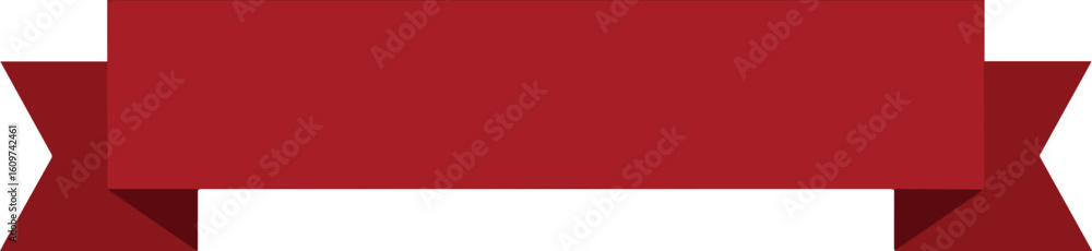 Classic dark red ribbon banner with folded, notched ends, a simple graphic element for titles.