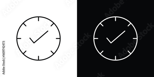 Time check icon linear vector icon. Editable stroke lines.