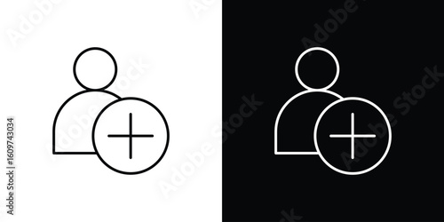 User add icon linear vector icon. Editable stroke lines.