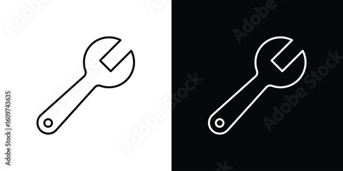 Wrench icon linear vector icon. Editable stroke lines.