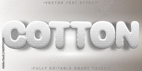  Soft Natural Cotton Fabric Gentle Textile Style Vector Fully Editable Smart Object Text Effect