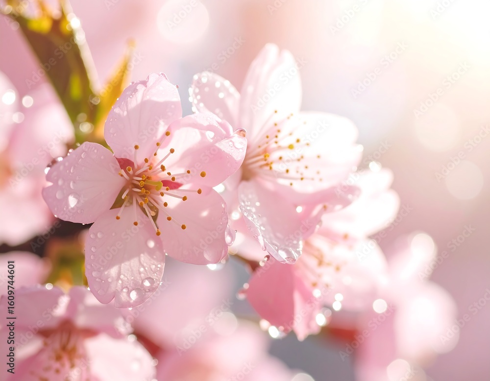 Close-up of delicate pink cherry blossoms Close-up of delicate pink cherry blossoms