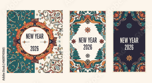 Celebratory Ornamental New Year Cards 2026 Collection