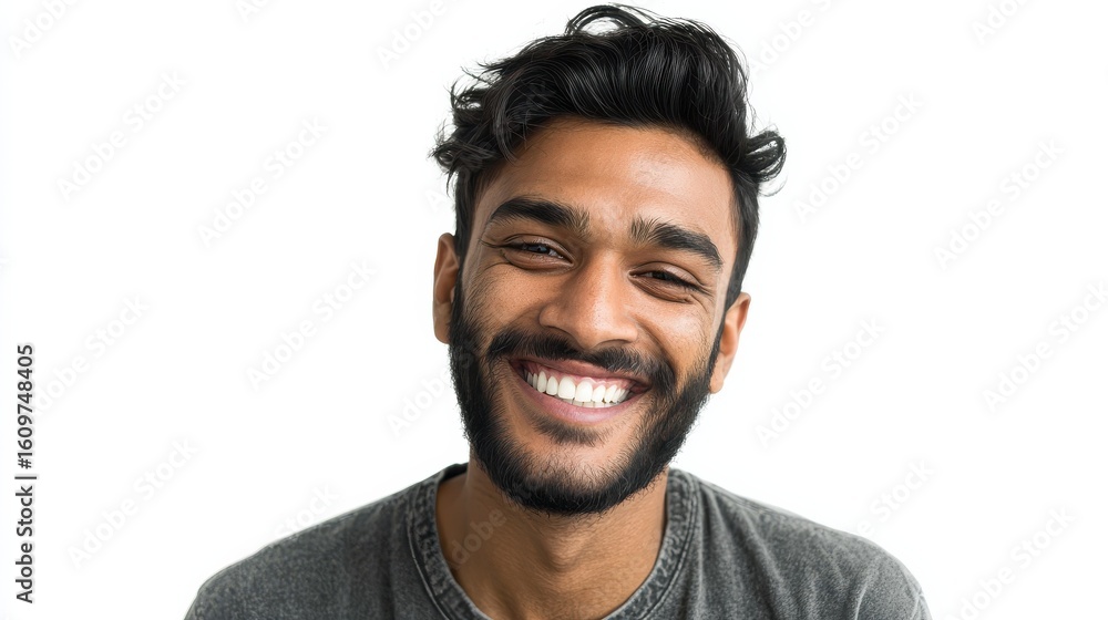 Fototapeta premium young indian man smiling on white background