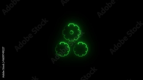 Wallpaper Mural Glowing Green Neon Gear Cluster Abstract Motion Background Technology Concept Torontodigital.ca