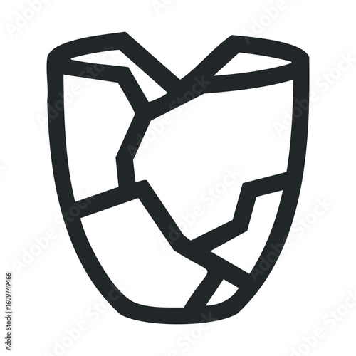 Abstract geometric vase illustration with cracked design in black and white