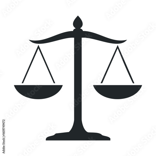 Iconic black silhouette of justice scale symbolizing law and balance