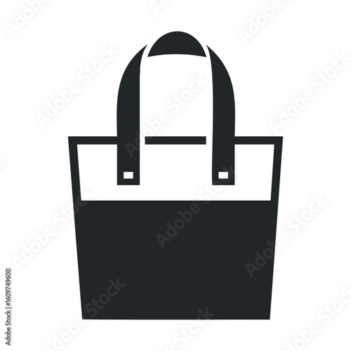 Minimalist black and white bag icon with dual handles