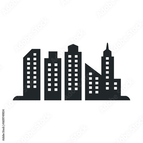 Silhouette of urban city skyline with high-rise buildings