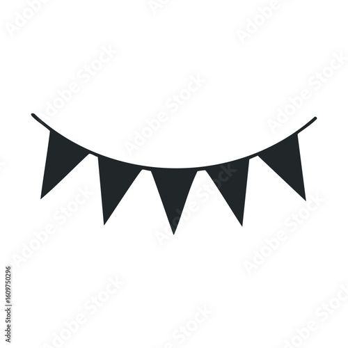 Black pennant banner icon isolated on white background