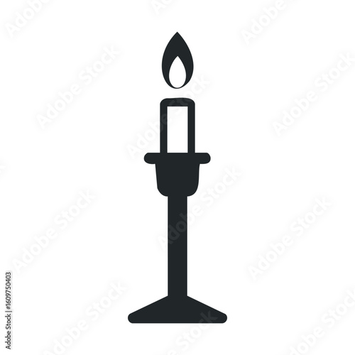 Minimalist black candle silhouette on white background