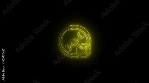 Wallpaper Mural Glowing Yellow D N A Helix with Cross Symbol Neon Icon on Black Background Science Genetic Torontodigital.ca