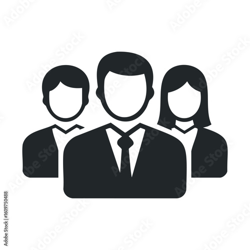 Silhouettes of professionals: diverse team of young adults in business attire