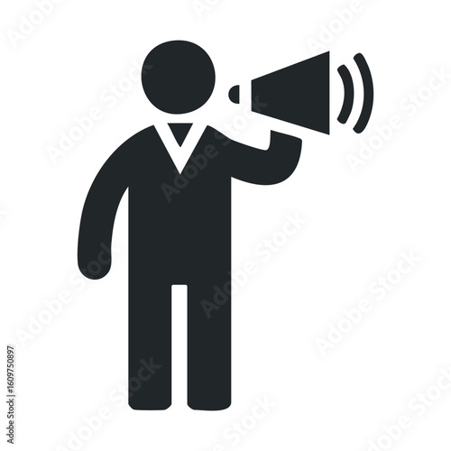 Silhouette of person announcing through megaphone icon