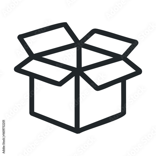 Empty open cardboard box with flaps folded out