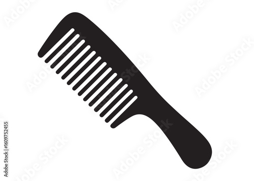 hair comb logo silhouette vector, comb logo icon vector design, hair brush vector logo silhouette illustration, black hair cutting comb logo vector silhouette on white background