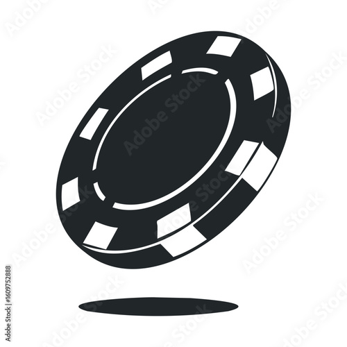 Black and white poker chip illustration with checker pattern