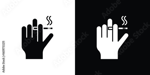 Hand holding cigarette icon Symbol, logo illustration. Vector graphics for web.