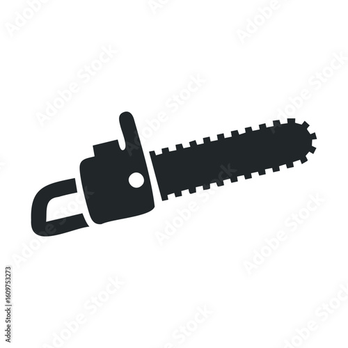 Silhouette of a chainsaw on a white background
