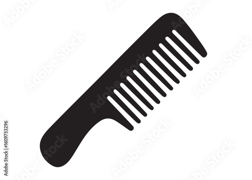 hair comb logo silhouette vector, comb logo icon vector design, hair brush vector logo silhouette illustration, black hair cutting comb logo vector silhouette on white background