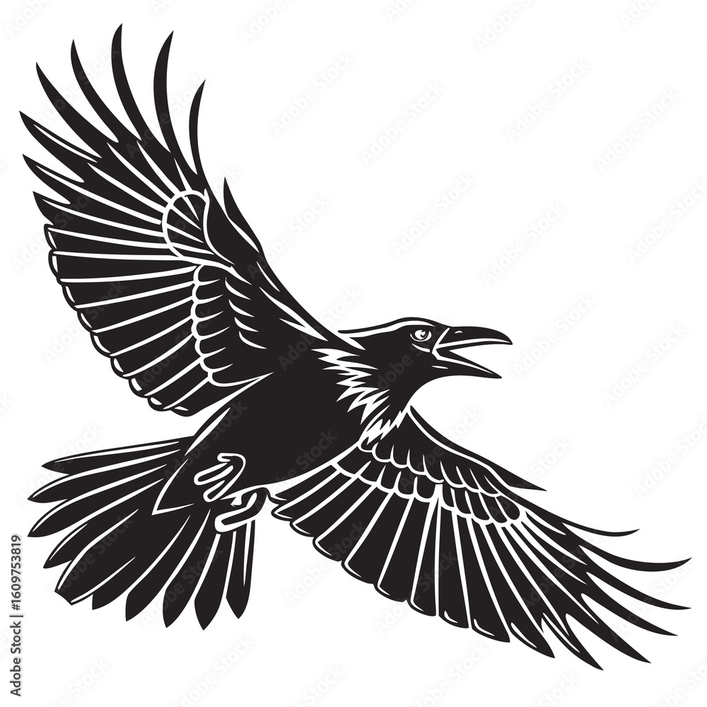 Fototapeta premium Flying eagle vector silhouette illustration with spread wings