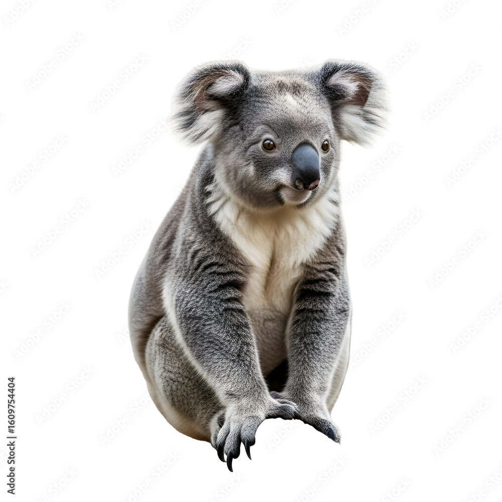 Obraz premium Koala isolated on black background portrait
