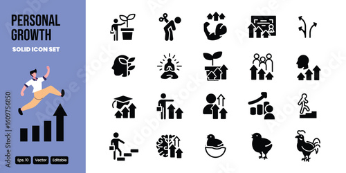 personal growth solid icon set vector design good for web and mobile app