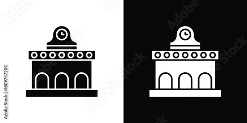 Train station building icon Symbol, logo illustration. Vector graphics for web.