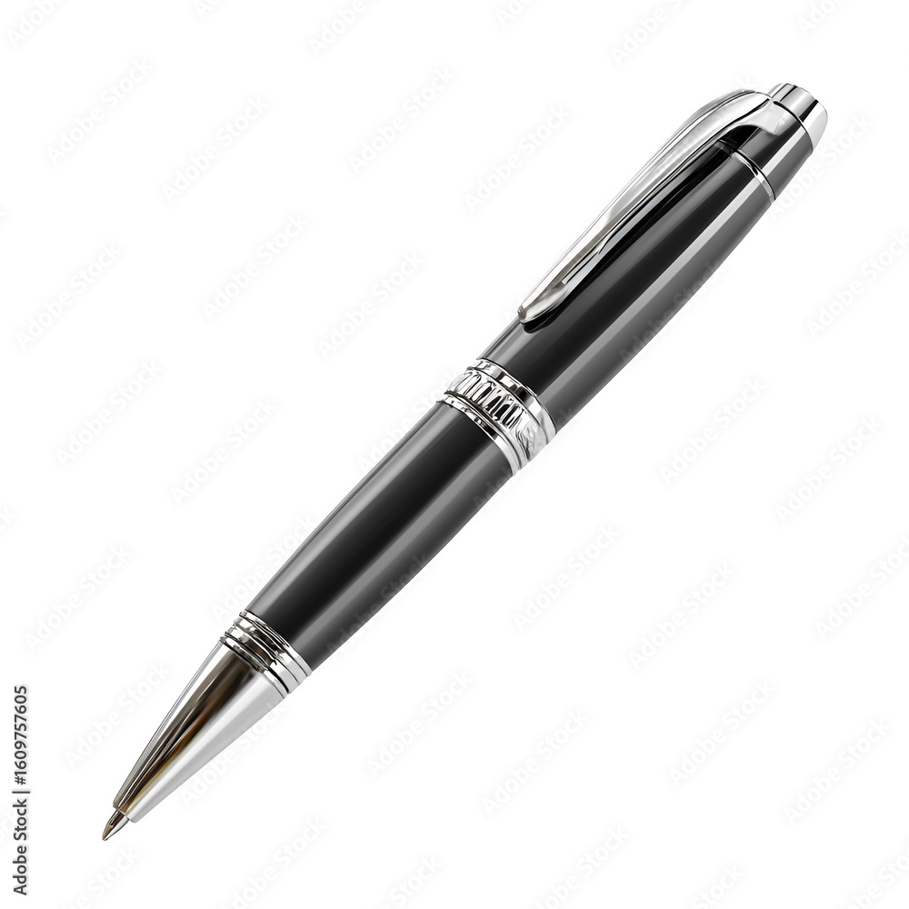 Elegant Black and Silver Pen on Black Background Elegant Black and Silver Pen on Black Background