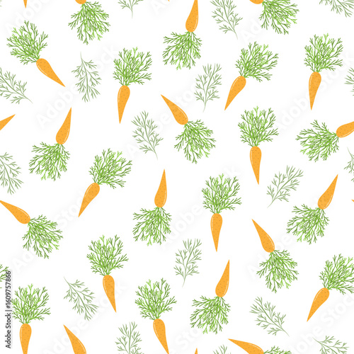 Carrot seamless pattern. Vector illustration.