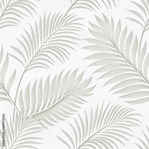 Seamless feather pattern with vintage floral design and nature-inspired elements