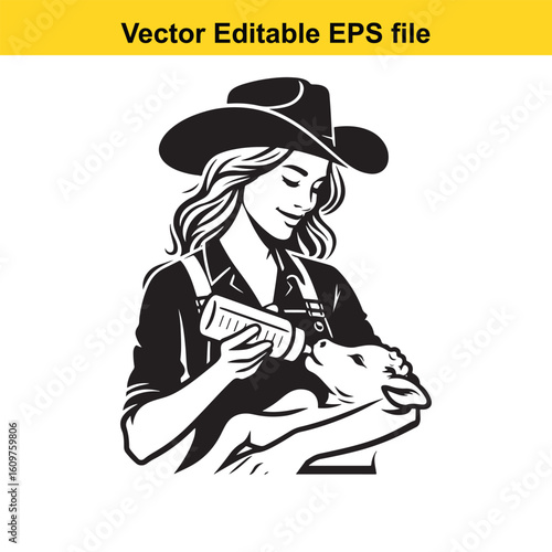 Cowboy riding a bucking horse silhouette