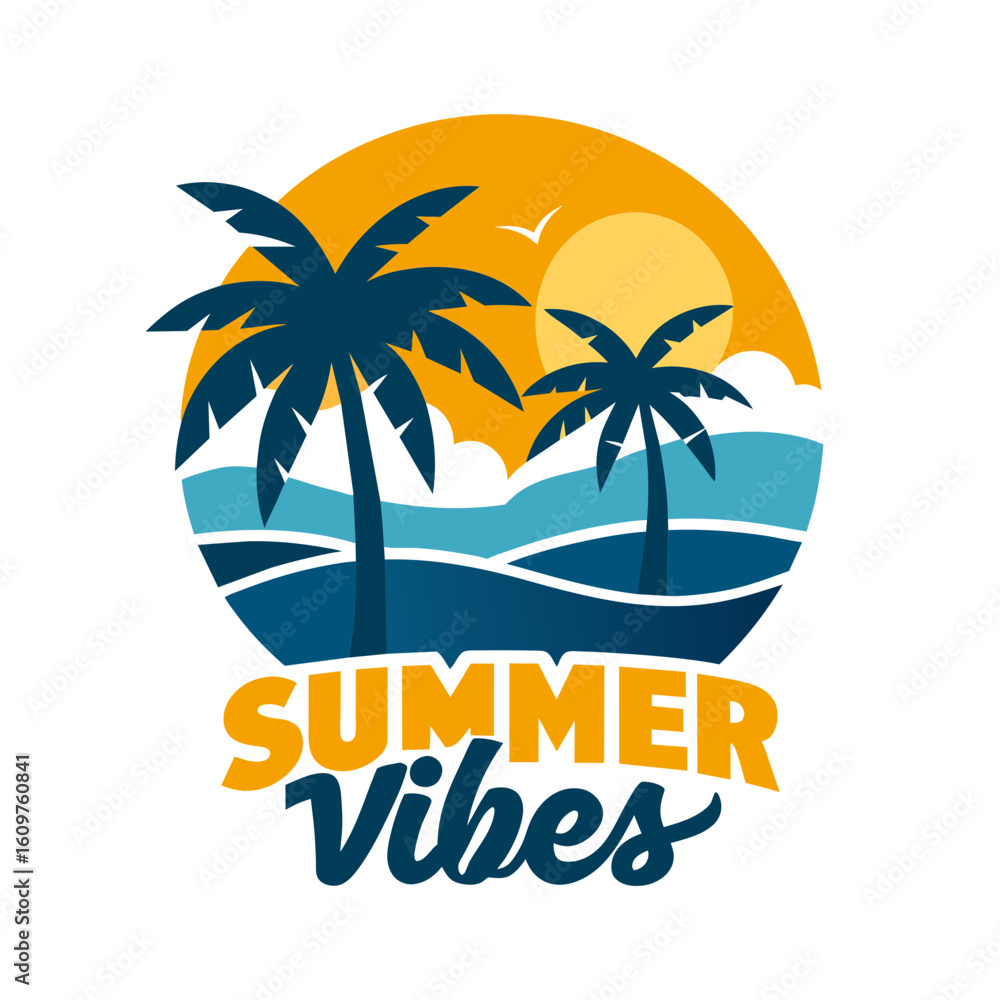 Fototapeta premium Bold Summer Vibes Hawaii Beach Typography Tee Vector Art