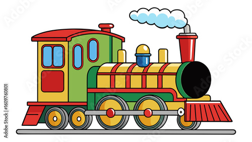 Historical Train Engine Vector Illustration for Travel Poster
