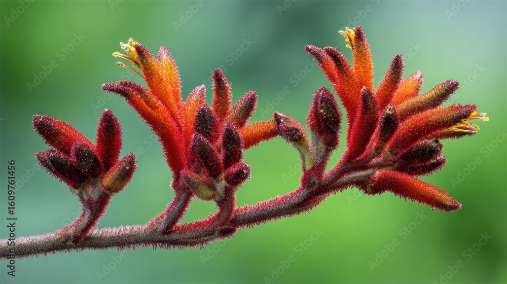 Fototapeta premium Closeup red orange flower detail
