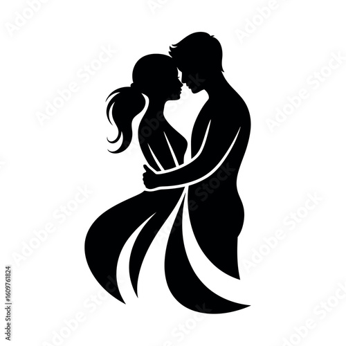 Silhouette Embrace A Couple's Tender Moment of Affection and Togetherness, Symbolizing Intimacy, Connection, and Shared Journey