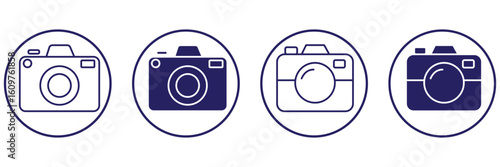 camera icon set. camera photo icon symbol, snapshot sign . line outline icons, flat style. white background EPS 10
