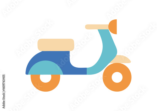 Stylized scooter icon with blue orange and tan colors vector illustration