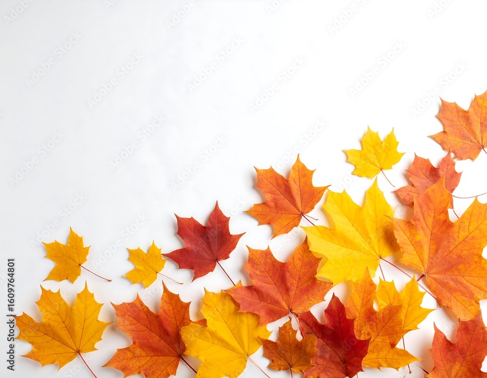 Fototapeta premium Autumn leaves on white background (1)