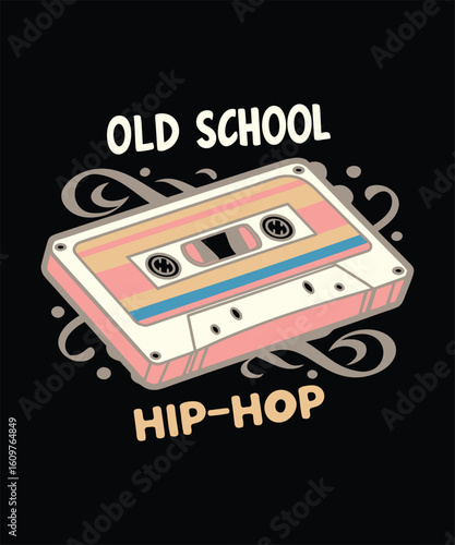 Retro old school hip hop cassette tape design