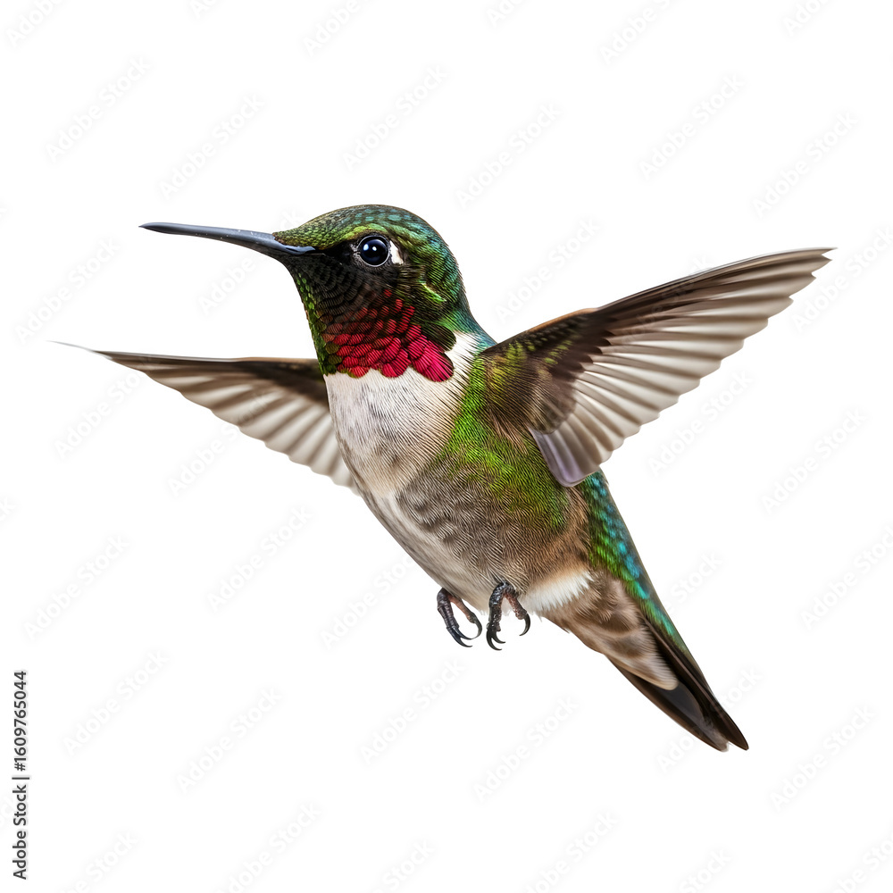 Obraz premium Hummingbird in flight on black background