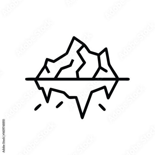 Icon a cracked iceberg with reflection glacier water