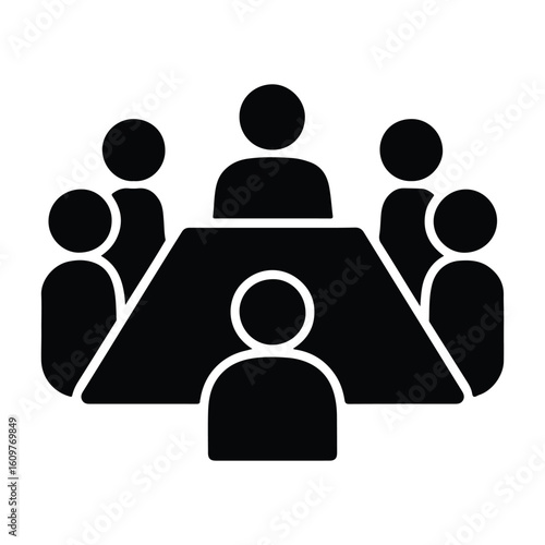Meeting Table Icon with People for Business Collaboration