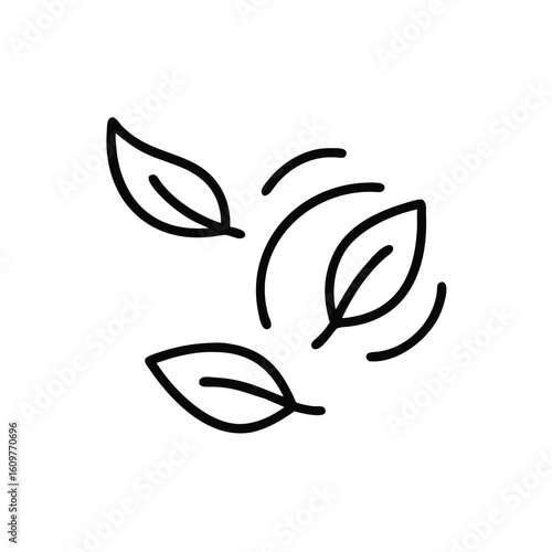 Minimalist icon falling leaves in outline on leaf autumn