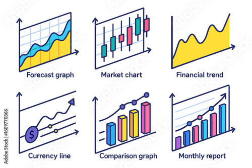 Business graphs and charts illustrating financial trends and market analysis