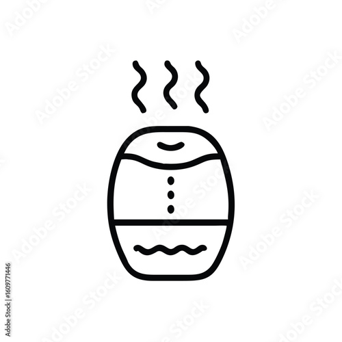 Minimalist line art icon a humidifier emitting steam vapor mist