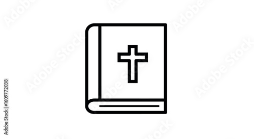 Minimalist outline of holy bible with cross icon