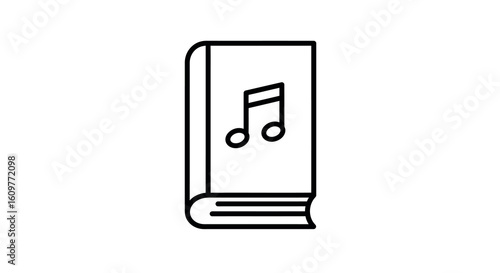 Minimalistic music note on book icon for digital library apps and designs